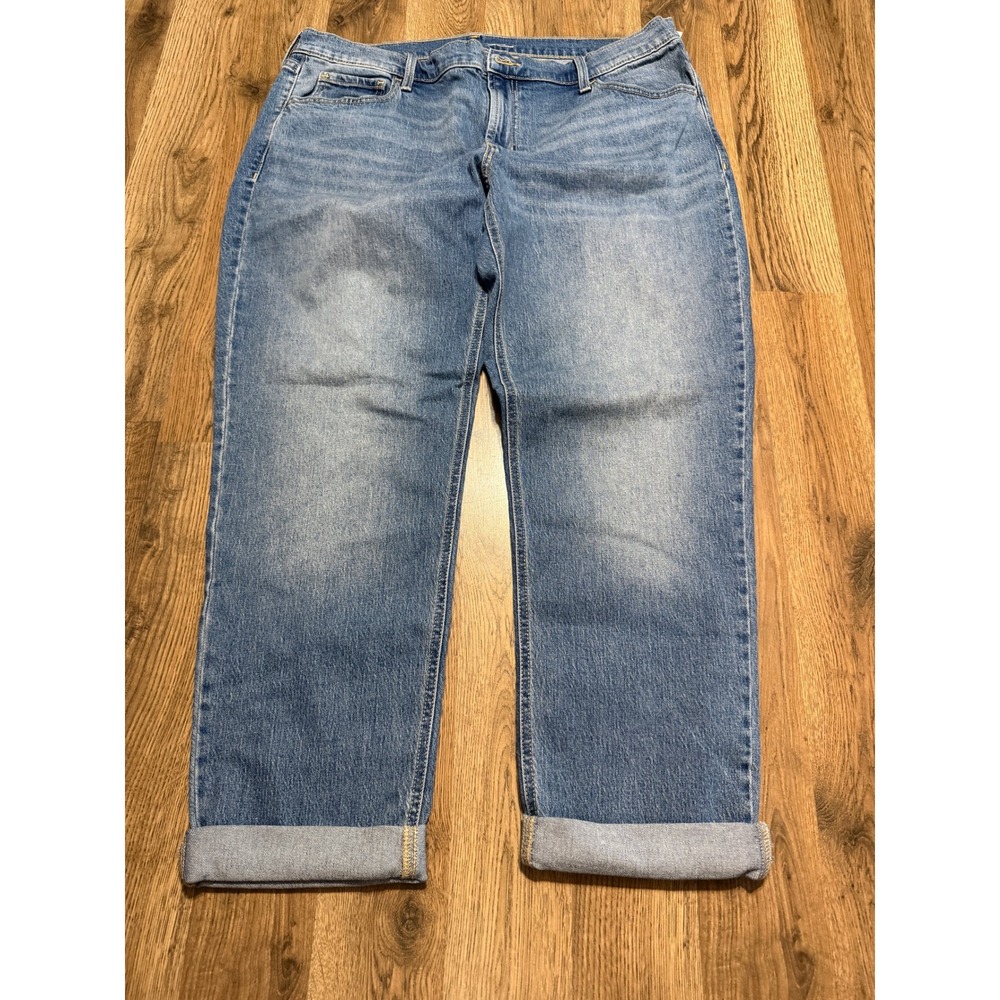 Old Navy Wow Jeans Women 16 Blue Boyfriend Mid-Rise Cuffed New